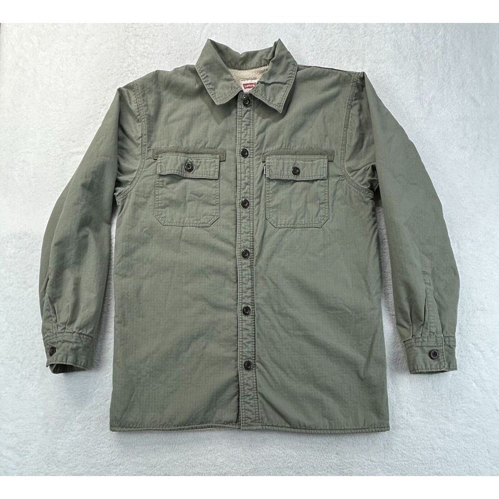 Levis Sherpa Lined Jacket Men M Green Ripstop Chore Barn Workwear